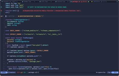 Neovim editor with pastel Catppuccin syntax on dark plum canvas